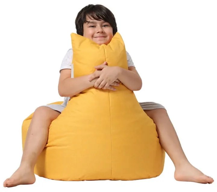 Жълт детски чувал за сядане Baton - Floriane Garden