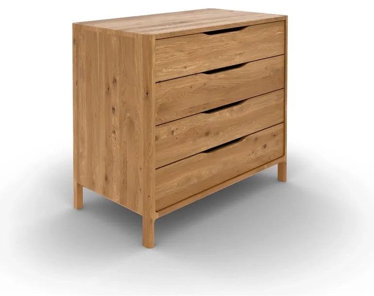 Нисък скрин от масивен дъб в естествен цвят 95x80 cm Twig – The Beds