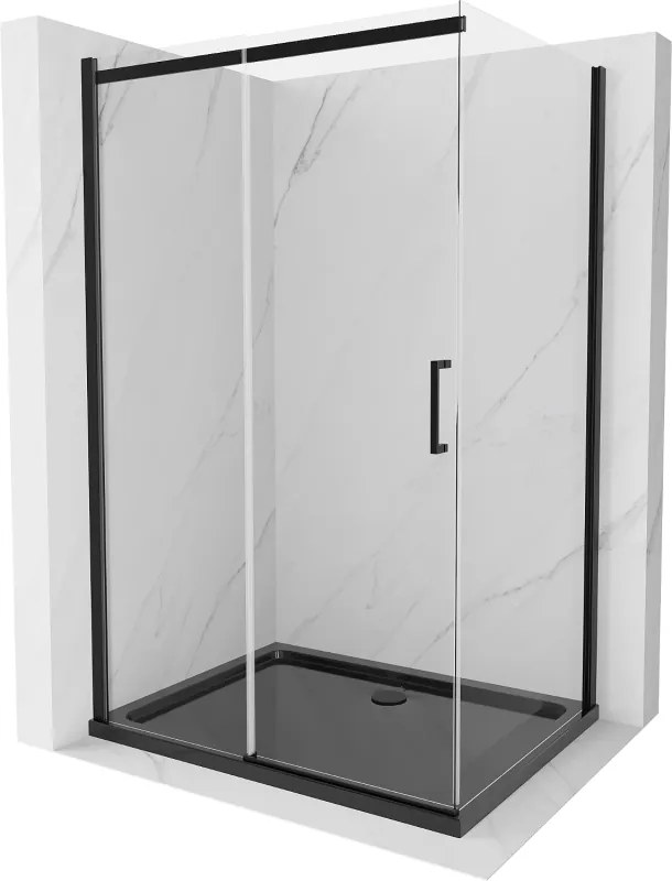 Mexen Omega разтегателна душ кабина 100 x 80 см, прозрачна, черна + плосък