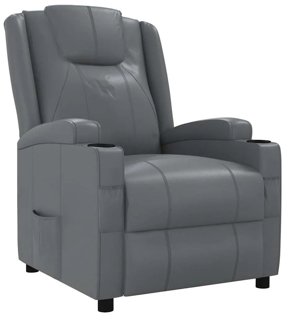 340962 vidaXL Реклайнер стол, сив, изкуствена кожа