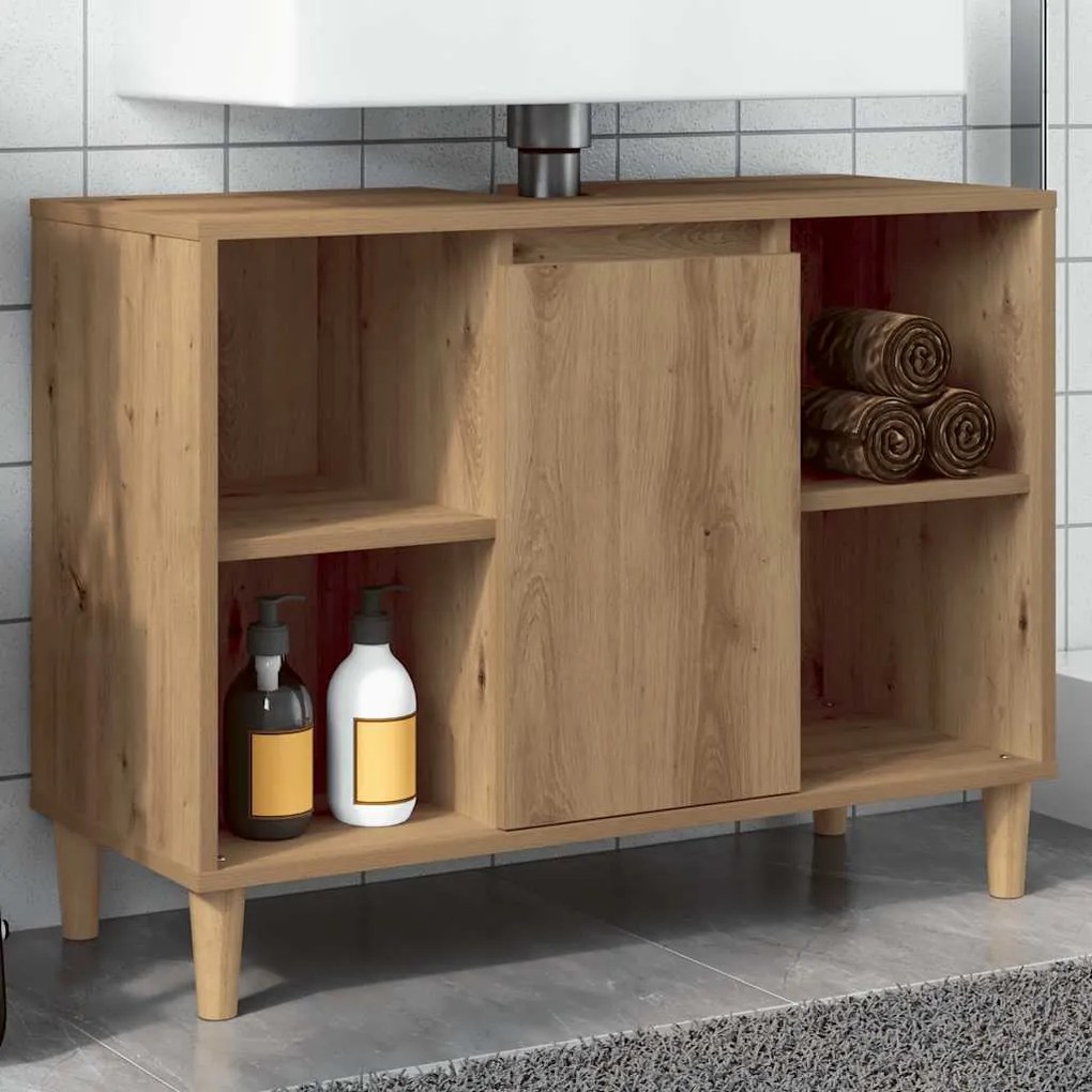 857134 vidaXL Шкаф за баня, дъб артизан, 80x33x60 см, инженерно дърво