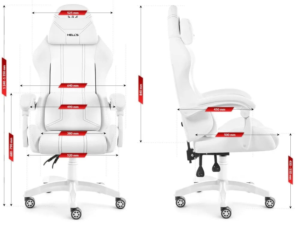 Ергономичен геймърски стол HC-1014 - бял