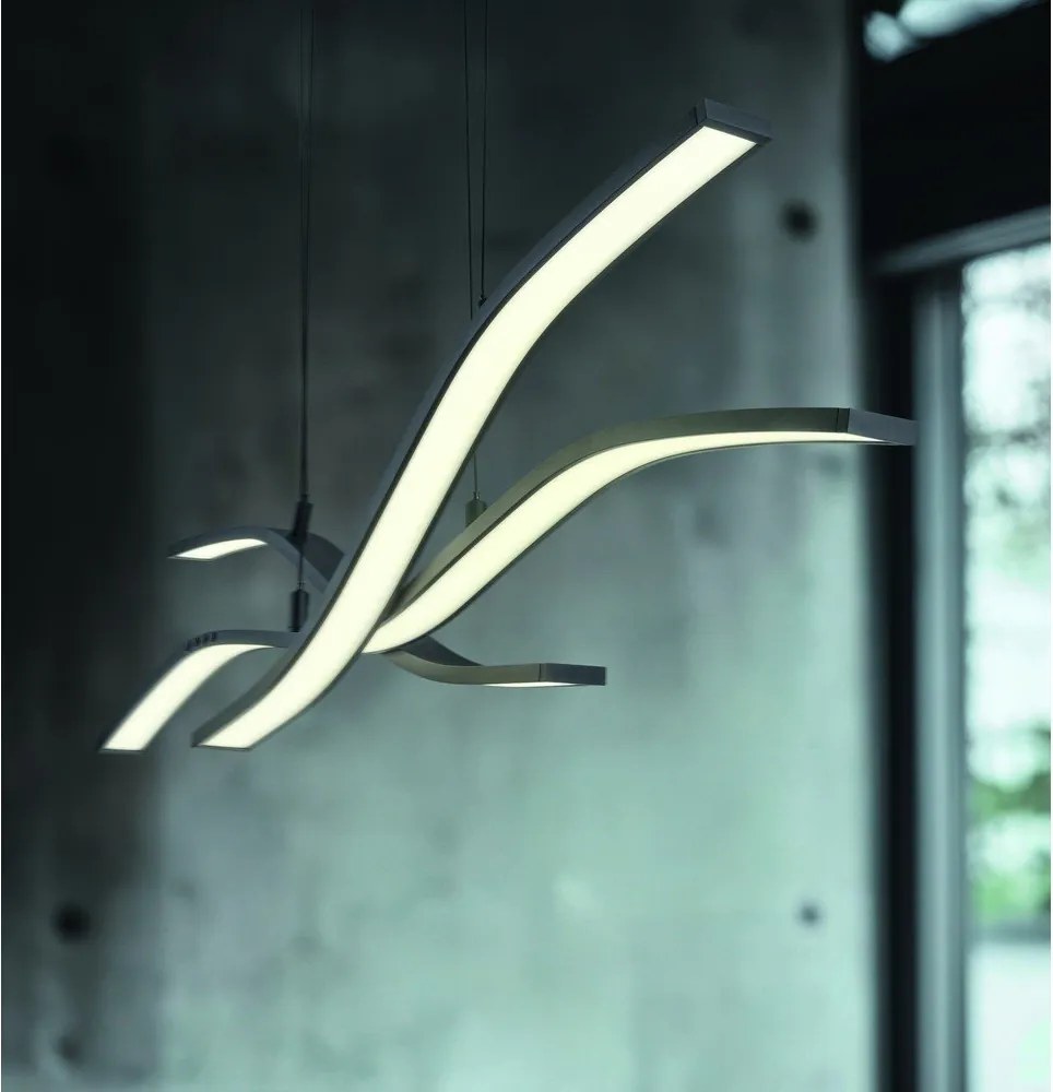 Матово черно метално LED висящо осветително тяло с дистанционно управление/затъмняващо се Spider – Trio Select