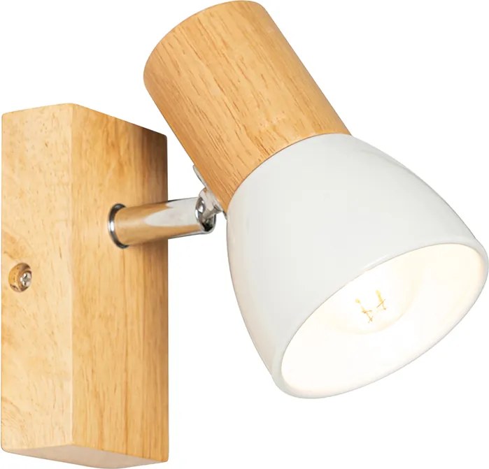 Ръстична стенна лампа дърво с бяла регулируема - Thorin