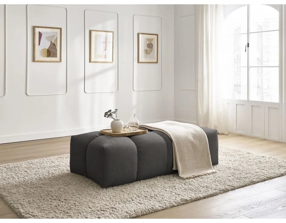 Тъмносива табуретка от прежда с примки от букле Everest – Bobochic Paris