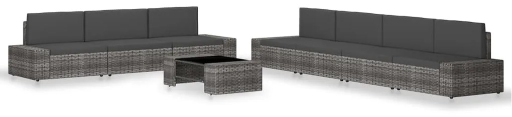 3054603 vidaXL Градински комплект за отдих, 8 части, полиратан, сив