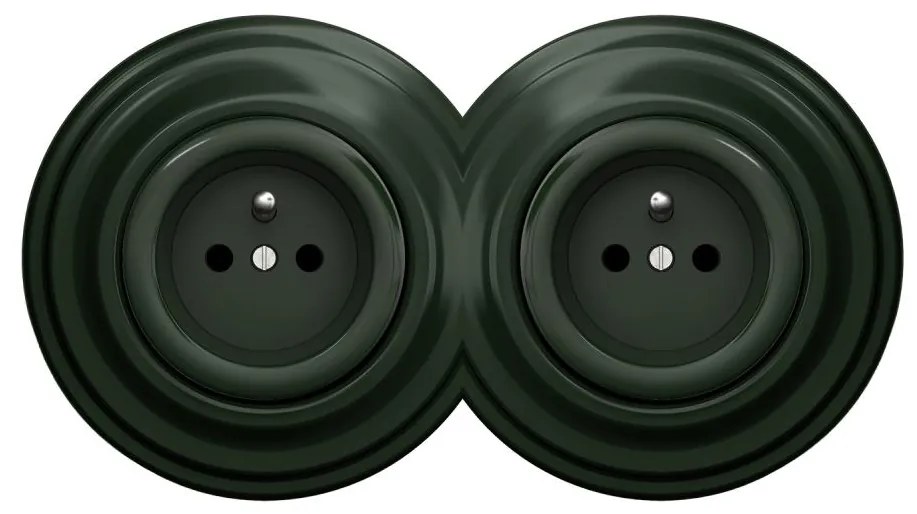 Kliklap - Двоен ретро контакт с рамка 230V зелен