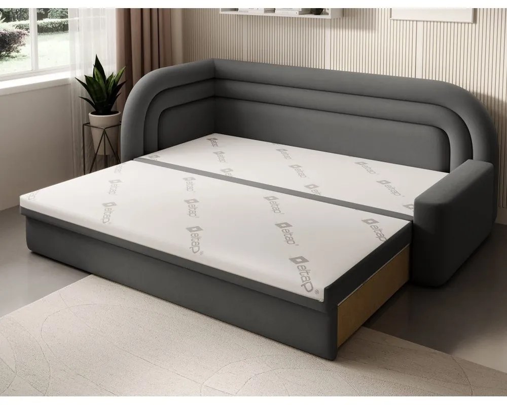 Кафяво-сив кадифен сгъваем/с място за съхранение диван ляв ъгъл 223 cm Fabillo – ELTAP