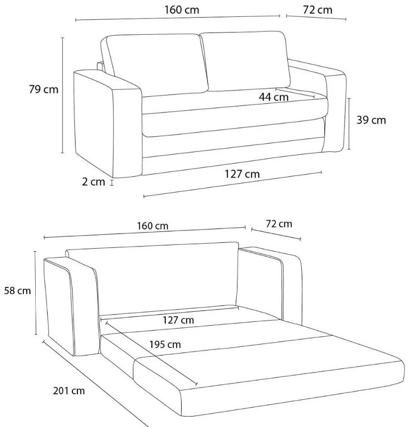 Сив разтегателен диван 160 cm Come – Bobochic Paris