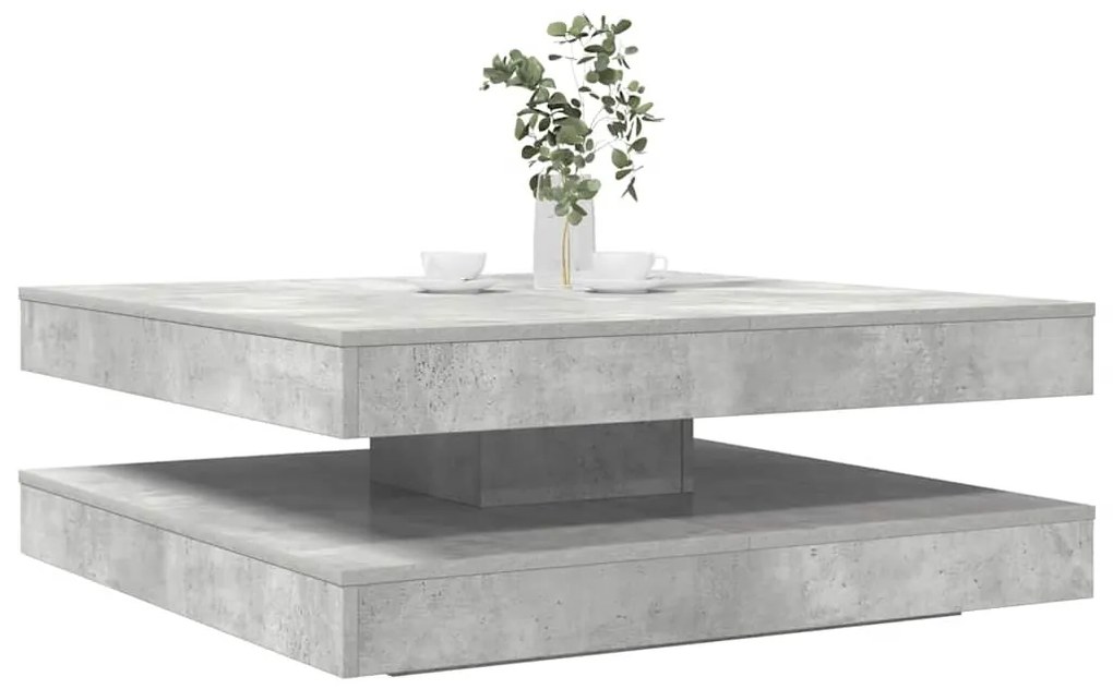 3321354 vidaXL Маса за кафе, въртяща се на 360 градуса бетон сива 90x90x34,5см