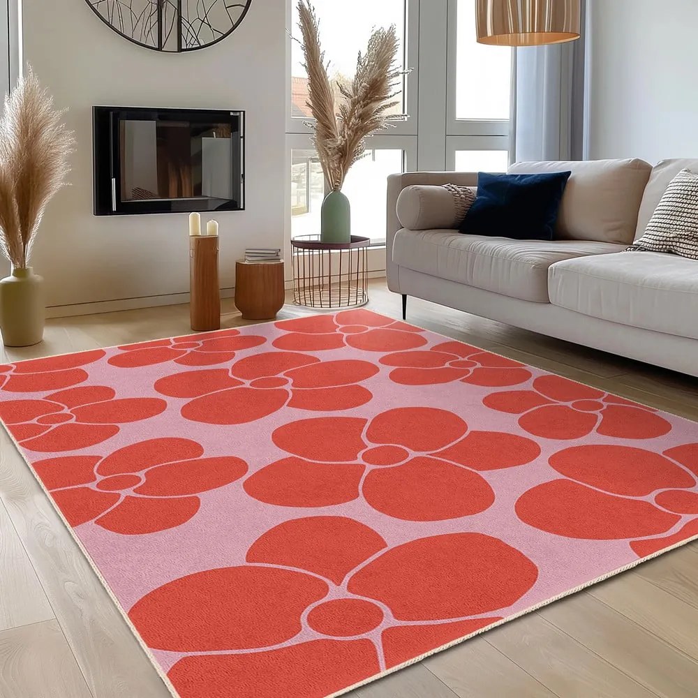Червено-розова пътека подходяща за пране 60x230 cm Poppy Fields – Mila Home