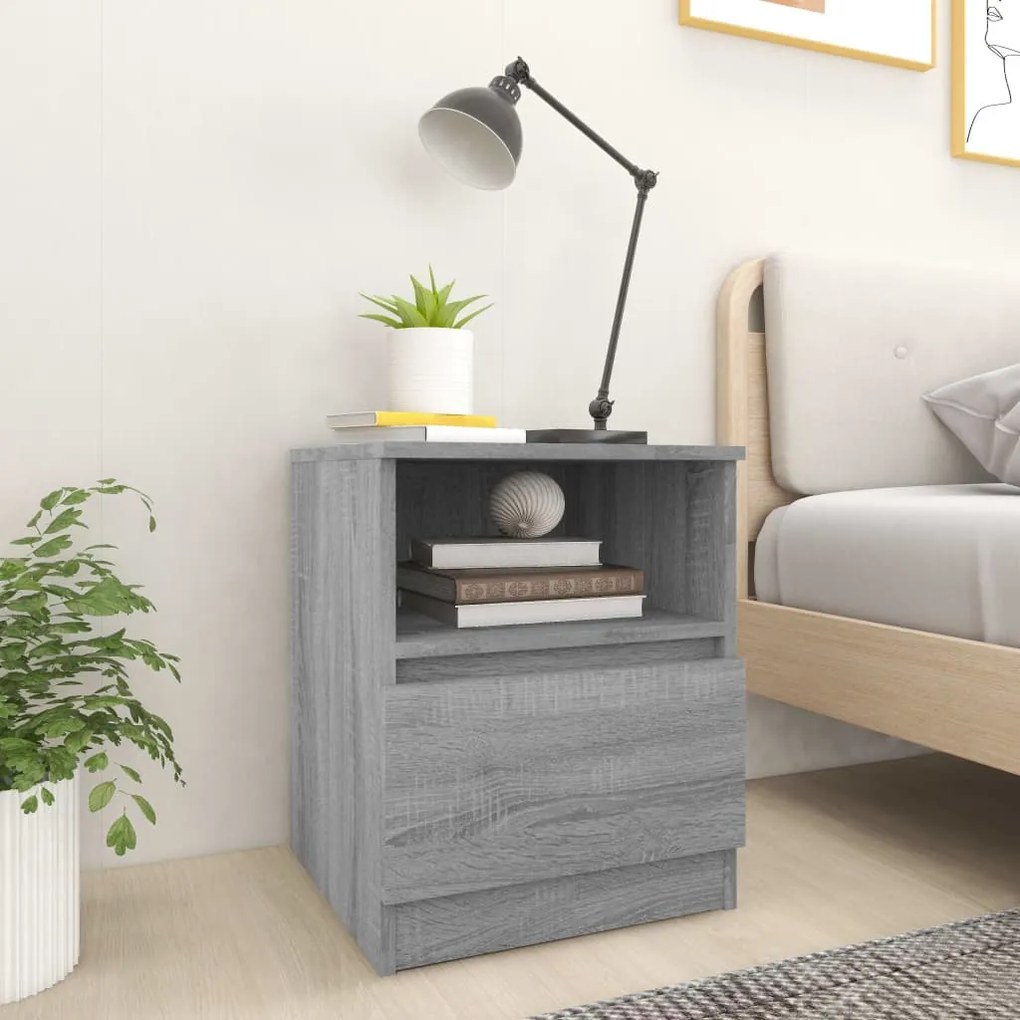 815818 vidaXL Нощно шкафче, сив сонома, 40x40x50 см, инженерно дърво