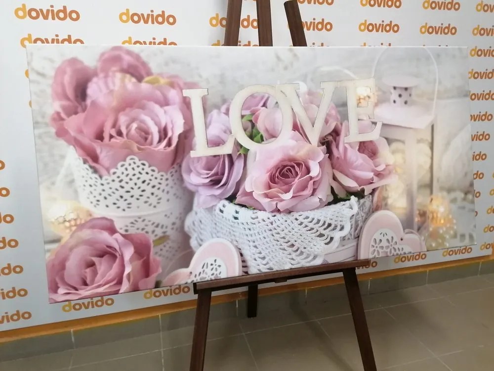 Картина на платно – Винтидж декорация с надпис Love