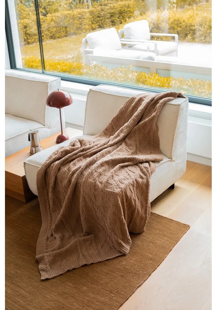 Кафяво одеяло от микроплюш 130x170 cm Aspen – Tiseco Home Studio