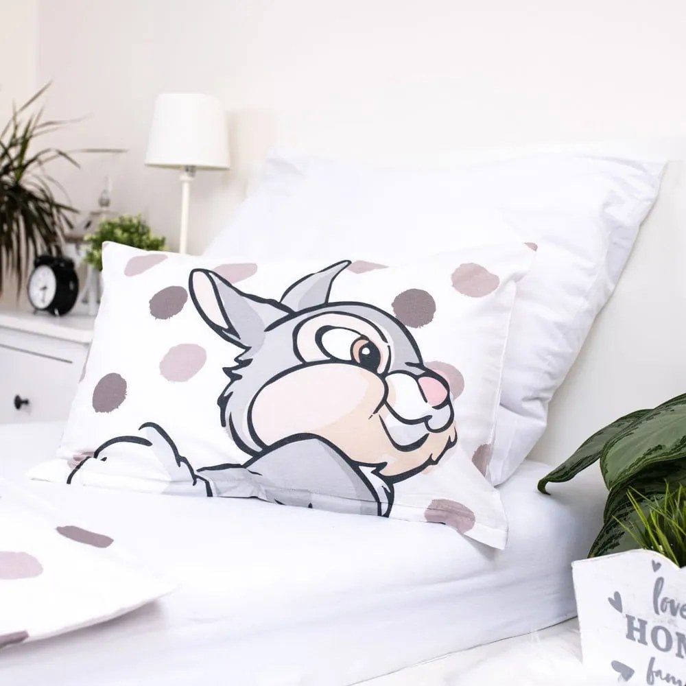 Бяло-сиво памучно детско спално бельо за детско креватче 100x135 cm Thumper "Dots" – Jerry Fabrics