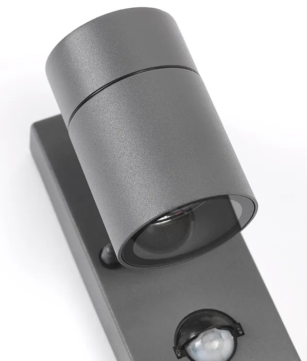 Външна стенна лампа антрацит IP44 с датчик за движение - Solo