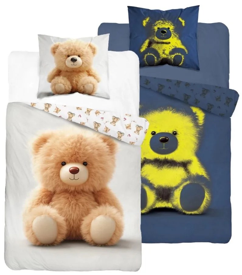 Памучно спално бельо за деца, светещо в тъмното - Merry macko Ширина: 140 см | Дължина: 200 см