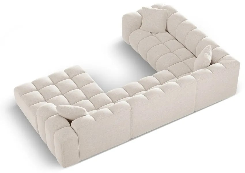 Кремав шенилов ъглов диван (ляв ъгъл/U форма) Treno – Cosmopolitan Design