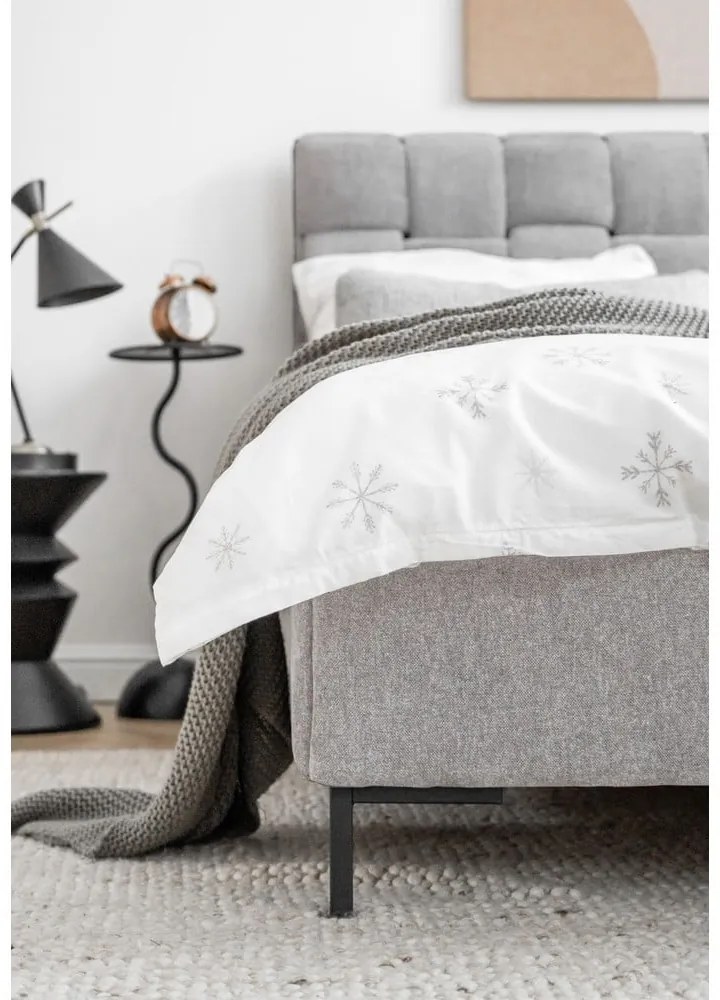 Светлосиво тапицирано двойно легло с включена подматрачна рамка 180x200 cm Eve – Miuform