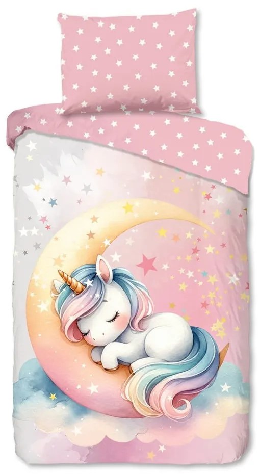 Розово единично памучно детско спално бельо 140x200 cm Molly – Good Morning