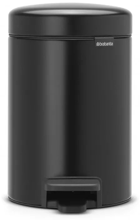 Кош за боклук с педал Brabantia NewIcon 649001, 3 л, Плавно затваряне, Противоплъзгаща основа, Черен