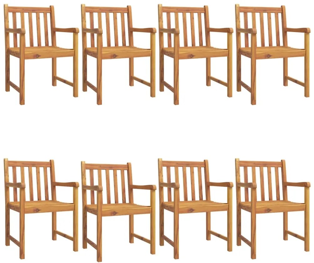 3206274 vidaXL Градински столове, 8 бр, 56x55,5x90 см, акация масив