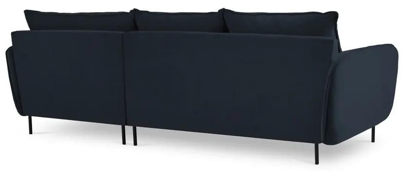 Тъмносин ъглов диван от кадифе (десен ъгъл) Vienna - Cosmopolitan Design