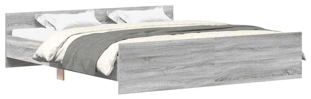 3203738 vidaXL Рамка за легло с горна и долна табла, сив сонома, 200x200 см