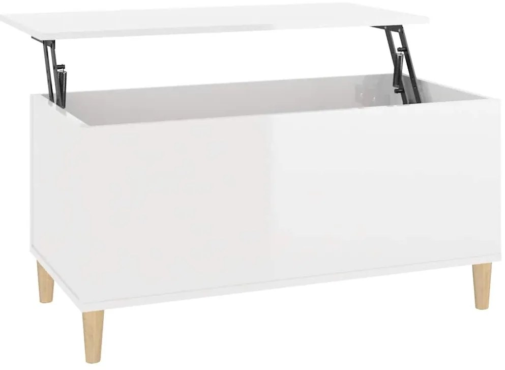 819582 vidaXL Кафе маса, бял гланц, 90x44,5x45 см, инженерно дърво