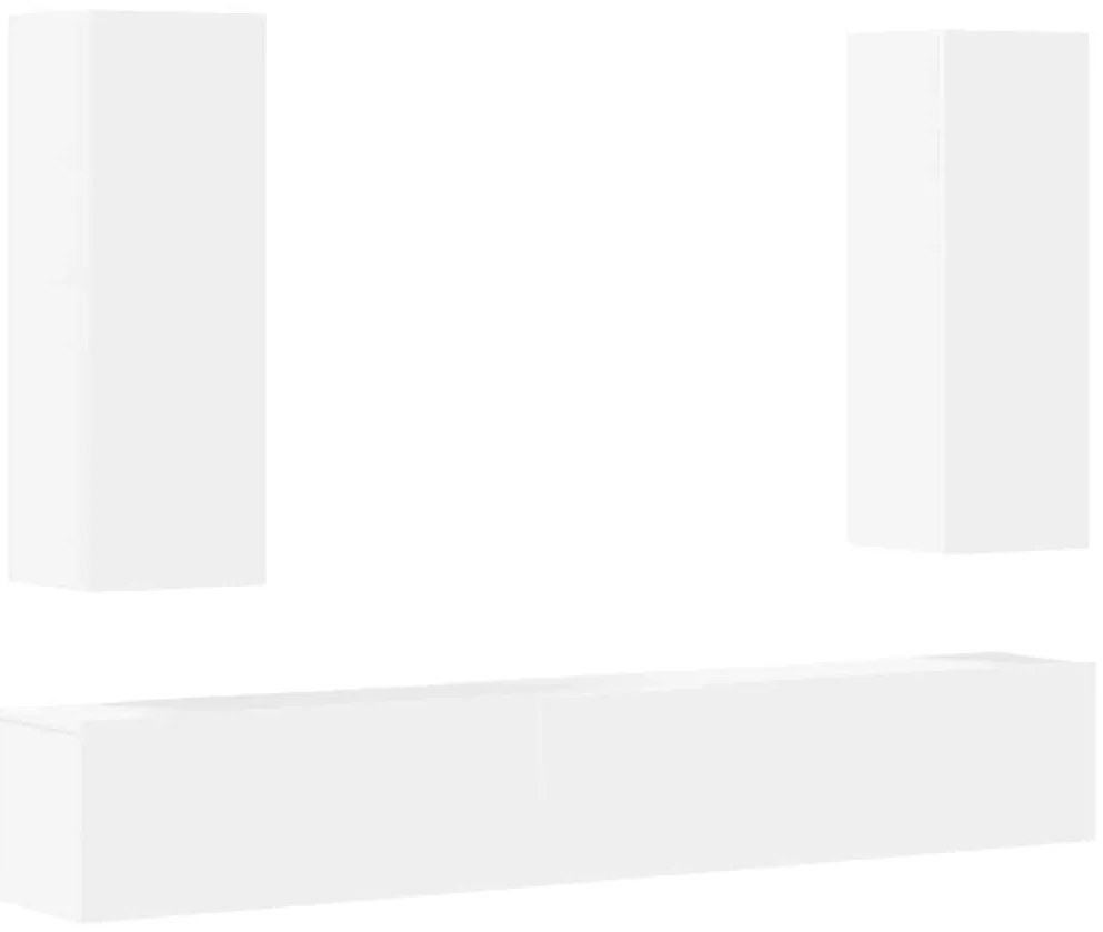 3114246 vidaXL Комплект ТВ шкафове от 5 части инженерно дърво Бял гланц