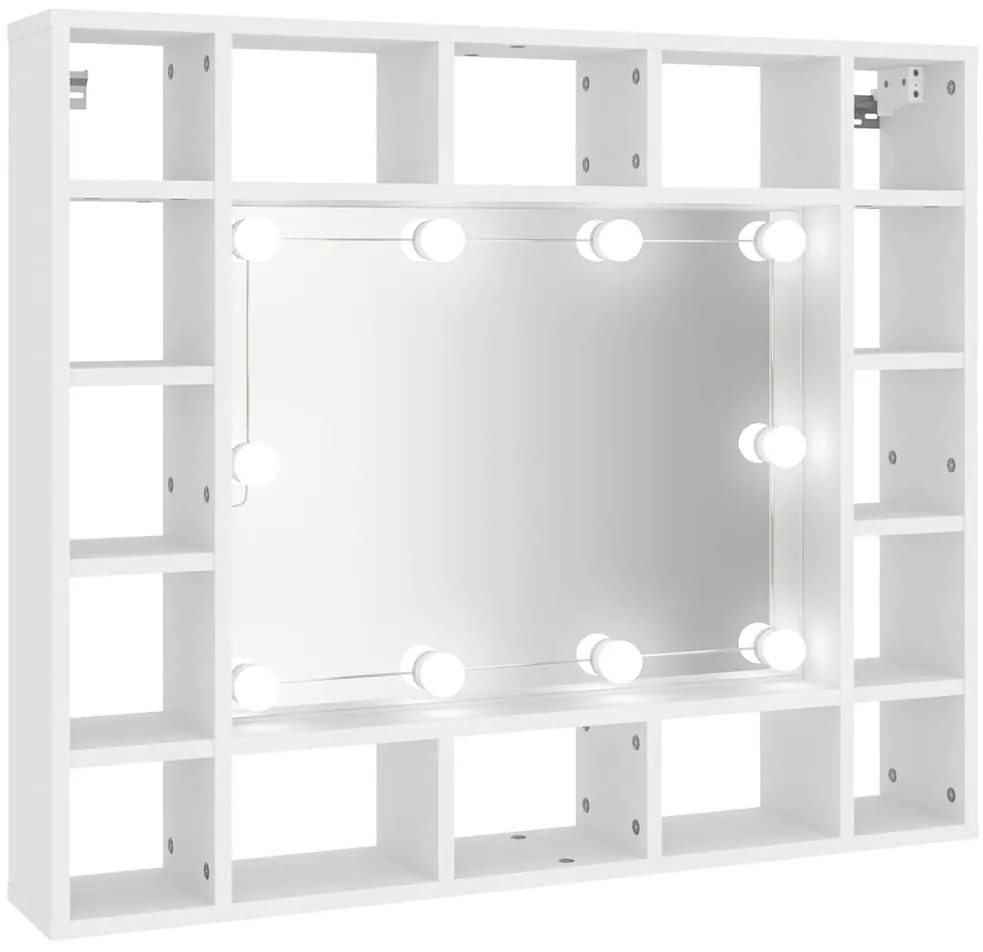 808864 vidaXL Огледален шкаф с LED, бял, 91x15x76,5 см