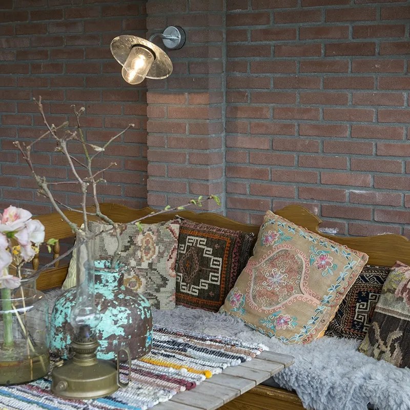 Външна Стенна Лампа Цинк със Стъкло IP44 - Мюнхен