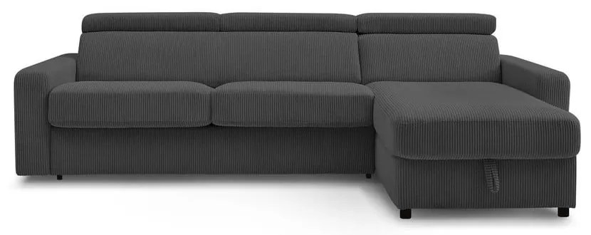 Тъмносив разтегателен ъглов диван от рипсено кадифе (променлив) Monaco – Bobochic Paris