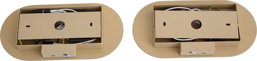 Комплект от 2 ретро стенни лампи Таупе Вкл. LED с 3-степенно димиране и USB-C - Лила