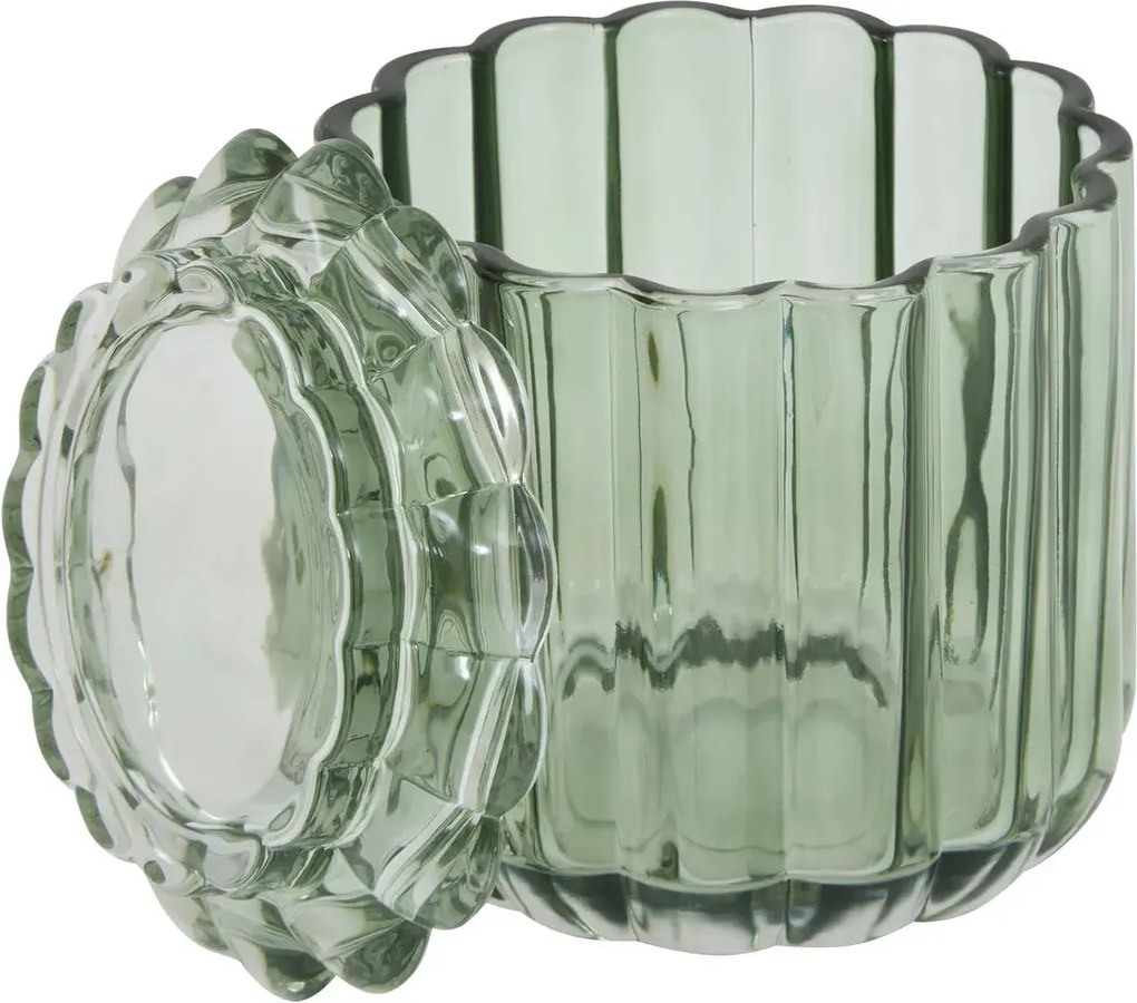 Контейнер за памук 5five Florea, Стъкло - Зелен