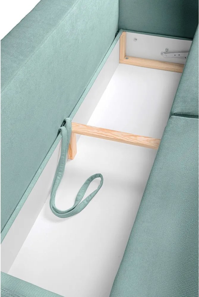 Тюркоазен сгъваем/с място за съхранение диван от рипсено кадифе 215 cm Bjork – Bonami Selection