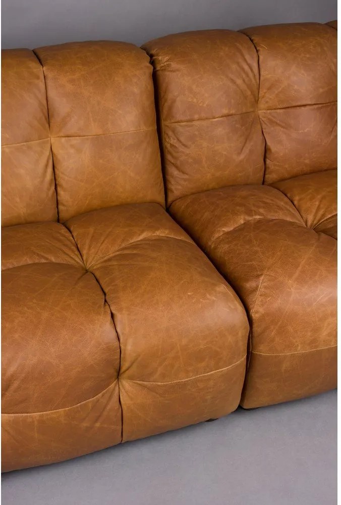 Кожен модулен диван в цвят кафяв коняк 364 cm Hackman – Dutchbone