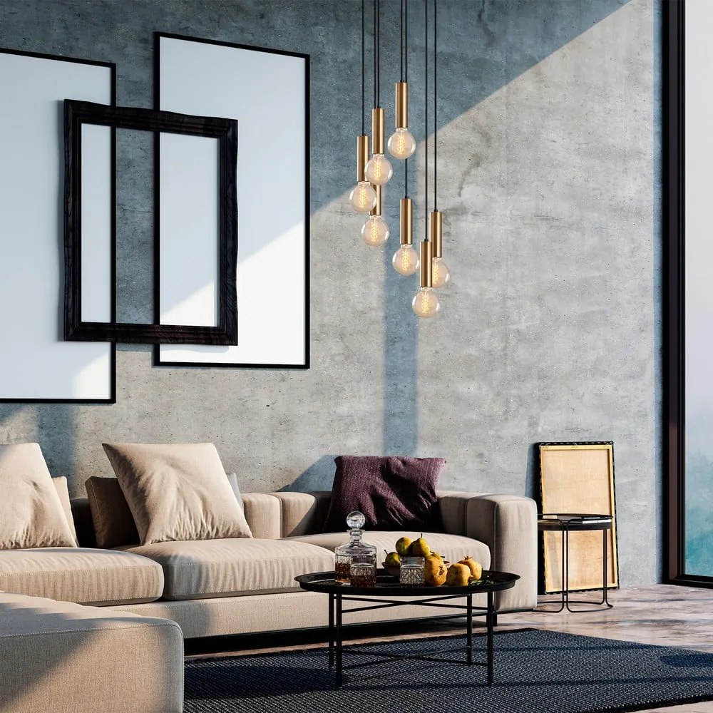 Черно и златисто висящо осветително тяло ø 40 cm Tempo – Opviq lights
