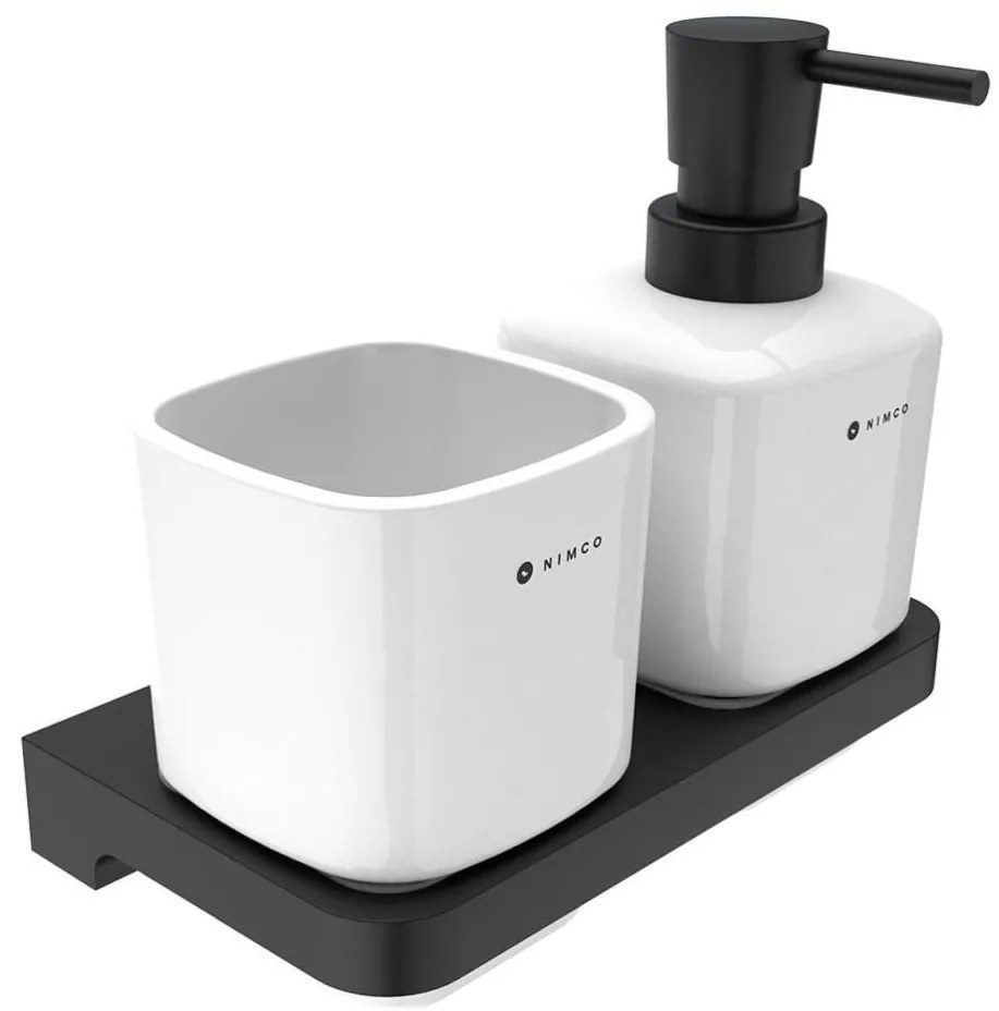 NIMCO MAC 2905831K-T-90-Стенен дозатор за сапун с поставка за четки за зъби MAYA 320 мм