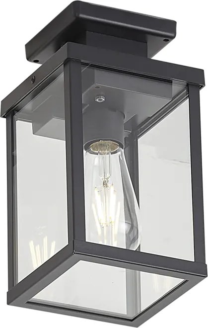 Модерна външна таванна лампа черна със сензор за движение и здрач IP44 - Rotterdam