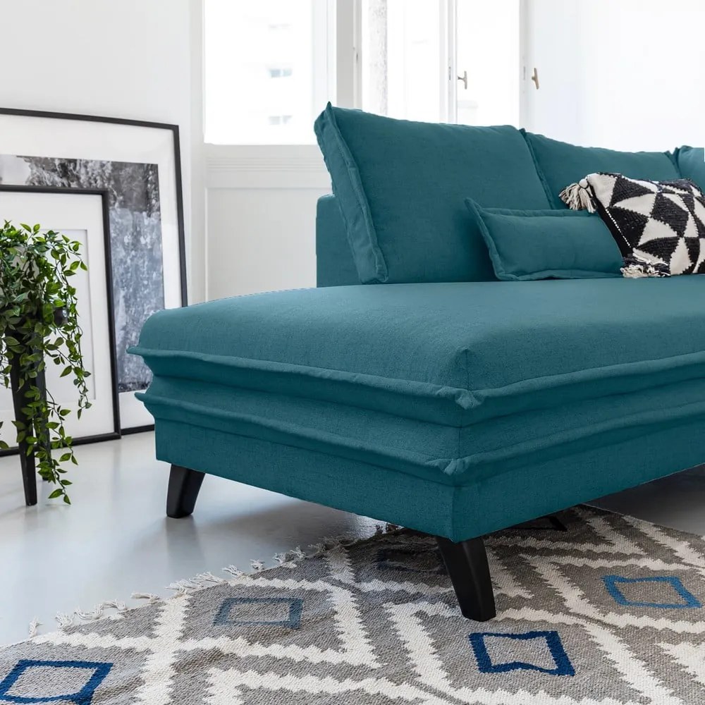 Тюркоазен U-образен разтегателен диван, ляв ъгъл Charming Charlie - Miuform