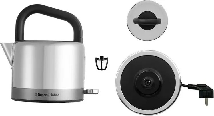 Електрическа кана Russell Hobbs Distinctions Titanium 26422-70, 2400W, 1.5 л, Бързо завиране, Миещ се филтър против котлен камък, 360° основа, Защити, Инокс/титан