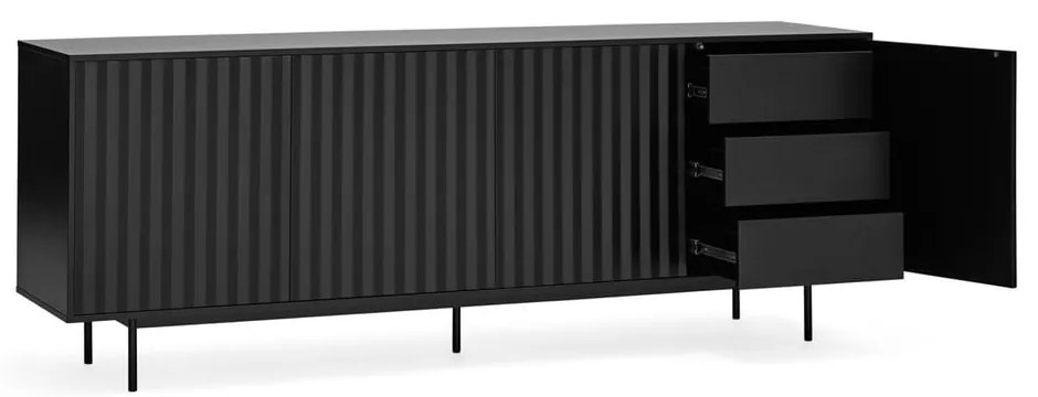 Черен нисък скрин 211x80 cm Sierra – Teulat