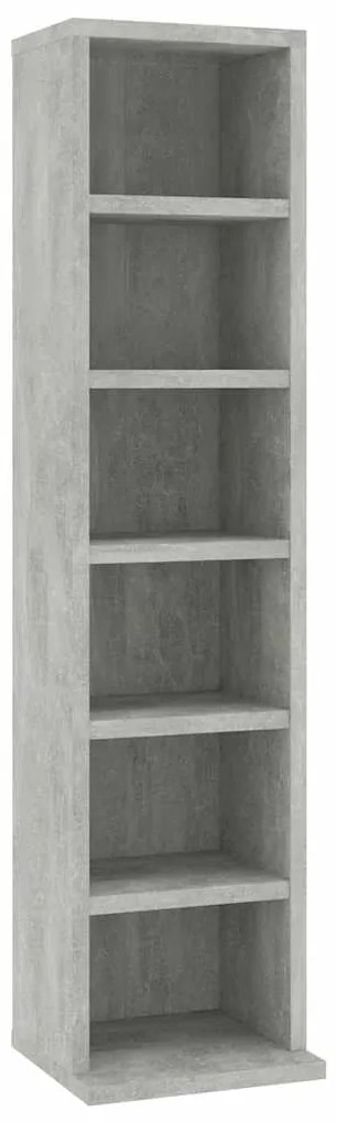 800355 vidaXL Етажерка за дискове, бетонно сива, 21x20x88 см, инженерно дърво