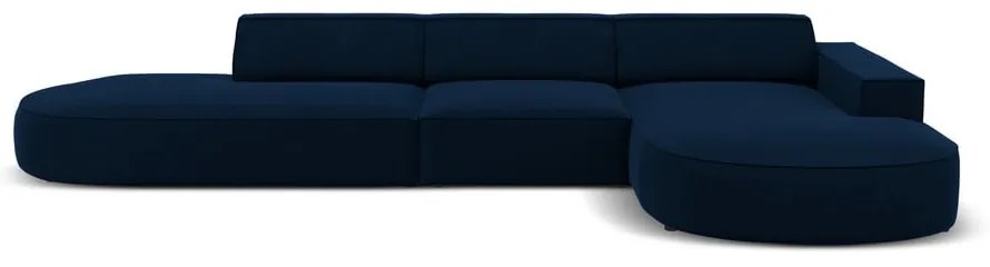 Ъглов диван от синьо кадифе (десен ъгъл) Jodie - Micadoni Home