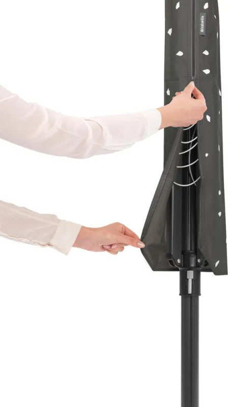 Външен простор Brabantia Lift-O-Matic 1003467, 50 м, Регулируема височина, Метален шиш за вкопаване, Калъф, Торба с щипки, Резистентен на корозия, Черен