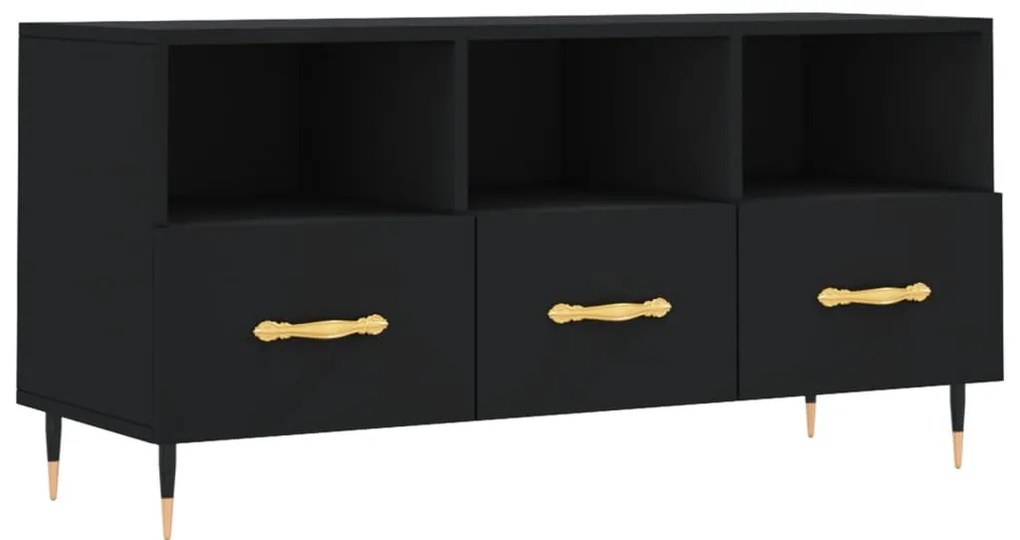 829013 vidaXL ТВ шкаф, черен, 102x36x50 см, инженерно дърво