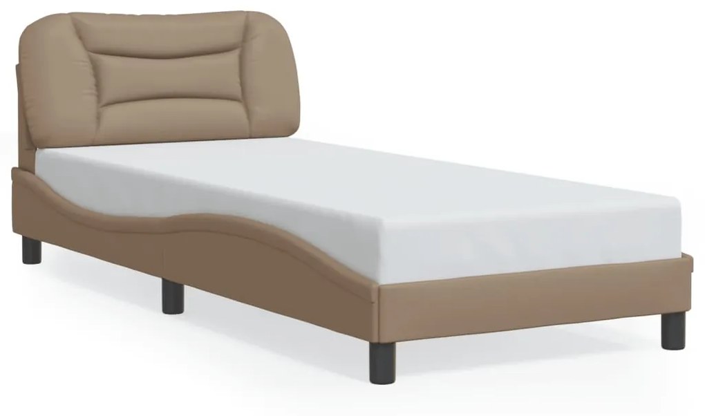 3207971 vidaXL Рамка за легло с табла, капучино, 90x190 см, изкуствена кожа