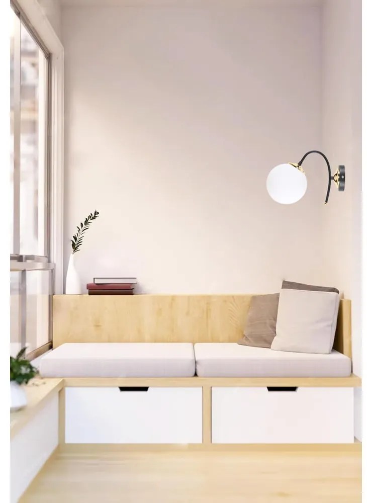 Черно-бяла стенна лампа ø 15 cm Yoyo - Squid Lighting