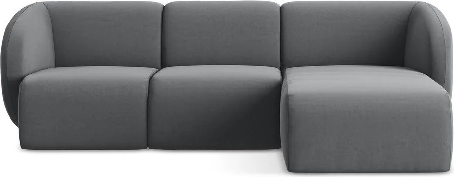 Сив кадифен ъглов диван (десен ъгъл) Lani – Makamii